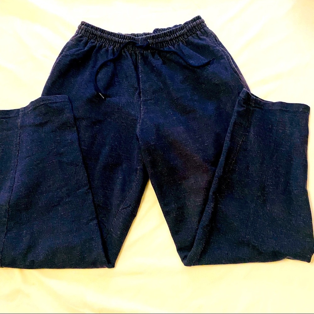Pacific Cove Women's Drawstring active jog Waist Pants 100% Cotton Blue Size L
